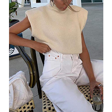 Chic Shoulder Pad Sweater Vest for Flattering Style