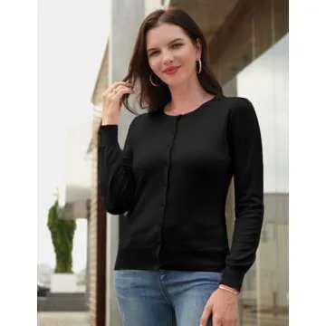 GRACE KARIN Women's Classic Long Sleeve Knit Cardigan Sweaters Casual Open Front Button Down Cardigan S-3XL