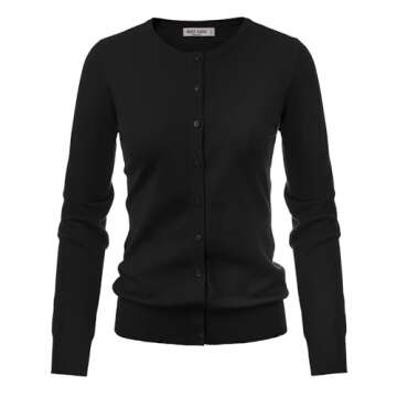 GRACE KARIN Women's Classic Long Sleeve Knit Cardigan Sweaters Casual Open Front Button Down Cardigan S-3XL