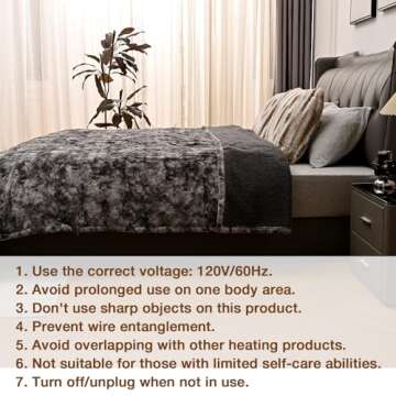 Bearhug Electric Heated Throw Blanket 50" x 60", Reversible Faux Fur & Sherpa, 6 Heating Levels & 4H Auto Off, Over-Heat Protect, ETL Certification, Machine Washable