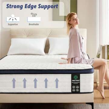 Amztree Hybrid Mattress King 14 Inch Mattress King Size - Memory Foam & Pocket Springs, Pressure Relief, Medium Firm Comfort, Motion Isolation, Ideal for All Sleep Positions, CertiPUR-US Certified