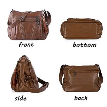 ELDA Crossbody Bags For Women - Stylish Multi Pocket Soft PU Leather Handbags