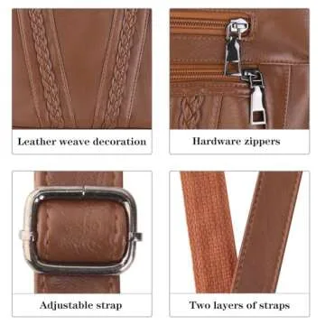 ELDA Soft PU Leather Multi Pocket Crossbody Bags for Women