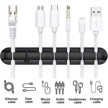 SOULWIT Cable Holder Clips, 3-Pack Cable Management Cord Organizer Clips Self Adhesive for Desktop U...