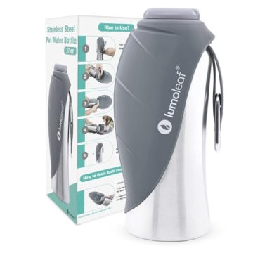 LumoLeaf Portable Dog Water Bottle 27 OZ, Stainless Steel Pet Travel Water Bottle Dispenser for Walk...