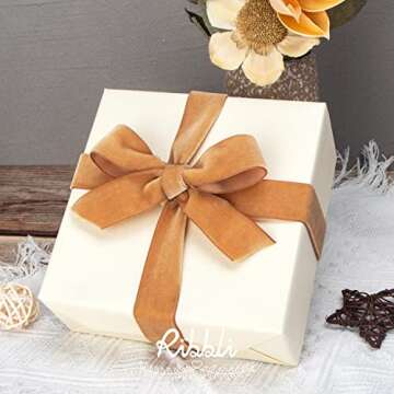 Ribbli Polyester Khaki Velvet Ribbon,5/8 Inches Continuous10-Yard Spool,Christmas Ribbon for Gift Wrapping,Floral Bouquets, Home Decor