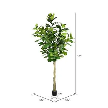 Lifelike 10ft Faux Fiddle Leaf Fig Tree for Home Decor