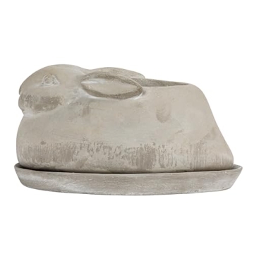 Creative Co-Op Cement Rabbit Planter for Indoor & Outdoor