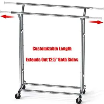 Simple Houseware Heavy Duty Double Rail Clothing Garment Rack, Chrome