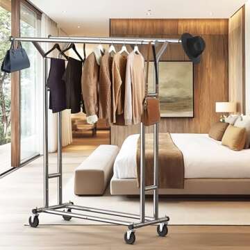 Heavy Duty Double Rail Clothing Garment Rack for Home