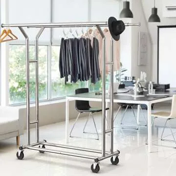 Heavy Duty Double Rail Clothing Garment Rack for Home