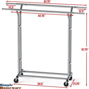 Heavy Duty Double Rail Clothing Garment Rack for Home