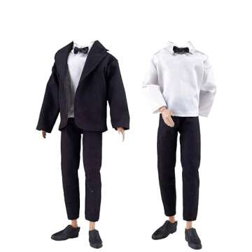E-TING 10-Item Fantastic Pack = 1 Black-tie Suit with a Shirt + 3 Sets of Casual Wear Clothes Outfit...
