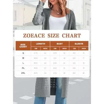ZoeAce Womens Crochet Maxi Cardigan Sweaters Open Front Knit Long Sleeve Lightweight Duster Cardigan Casual Winter Outfits Grey