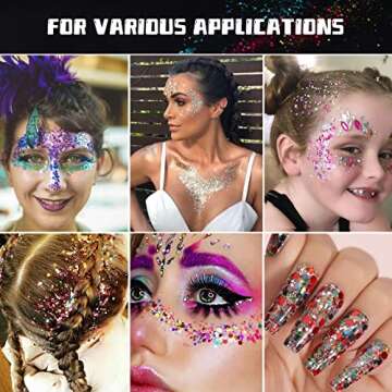 HTVRONT Holographic Chunky Glitter for Crafts - 15 Colors Holographic Glitter for Resin, Each 10g Craft Glitter Set, Chunky Glitter for Nails, Face, Tumblers, Body, Hair, Painting, Epoxy, Art Glitter