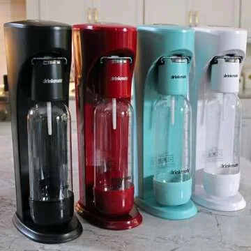 Drinkmate OmniFizz Sparkling Water and Soda Maker, Carbonates Any Drink, with 3oz CO2 Test Cylinder (Matte Black)