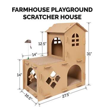 Furhaven Multi-Level Cardboard Cat House w/ Catnip for Indoor Cats, Ft. Scratching Pads & Toys - Far...