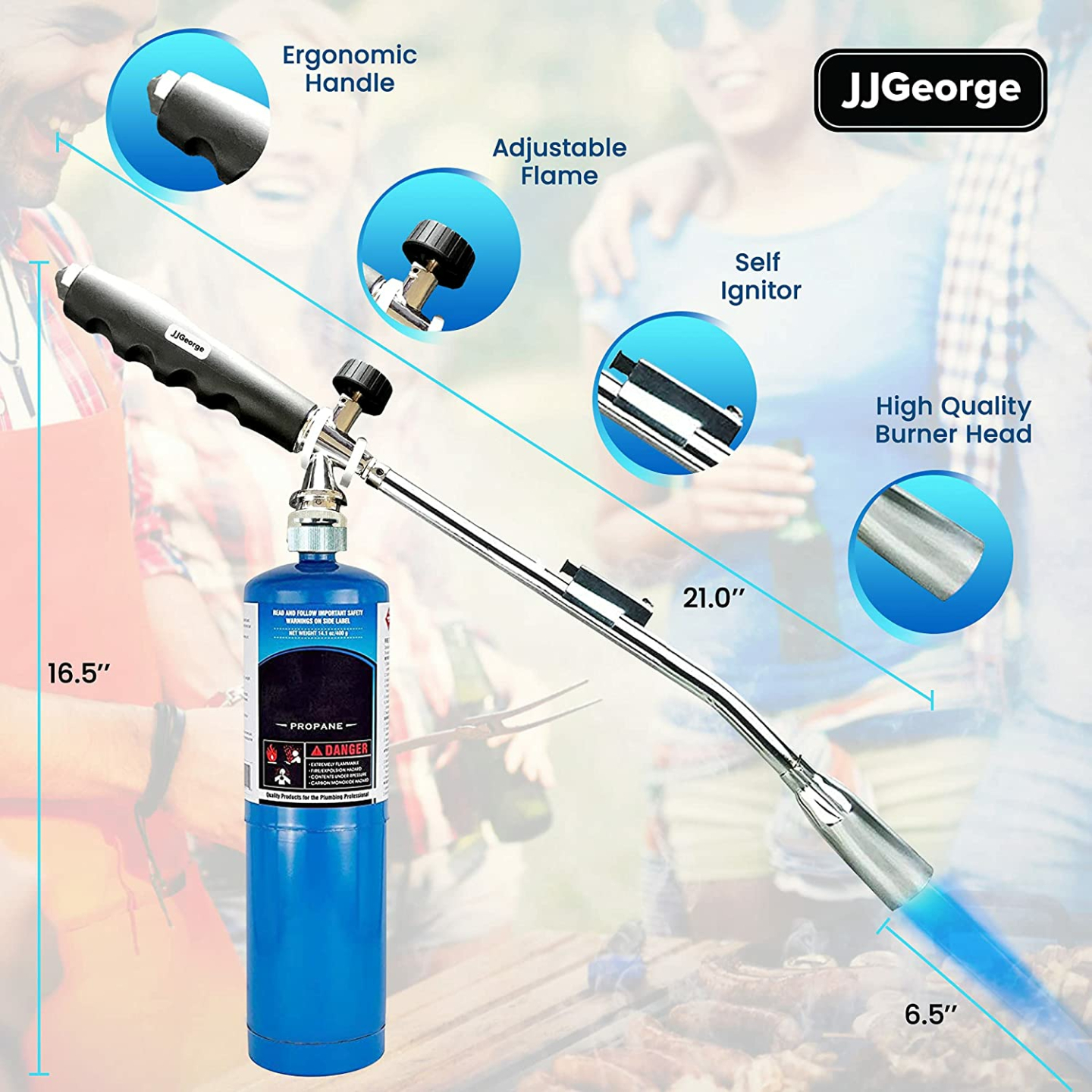 JJGeorge Grill Torch Charcoal Starter for Quick Lighting