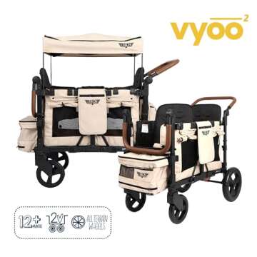 Keenz VYOO Stroller Wagon with Canopy - Foldable Design for Easy Storage, 5 Seating Positions for Ki...