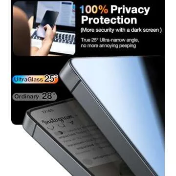 UltraGlass Unbreak Top 9H+ Glass for Samsung Galaxy S25 Ultra Privacy Screen Protector [Military Gra...