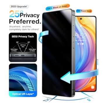 UltraGlass Unbreak Top 9H+ Glass for Samsung Galaxy S25 Ultra Privacy Screen Protector [Military Grade Shatterproof & Longest Durable] 25 Ultra Screen Protector Tempered Glass Anti Spy, 2 Pack