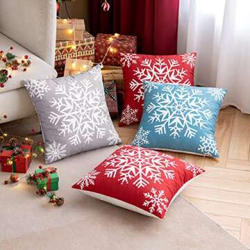 MIULEE Christmas Pillow Covers 18 X 18 Set of 2 Winter Snowflake Decorative Pillow Cases Merry Chris...