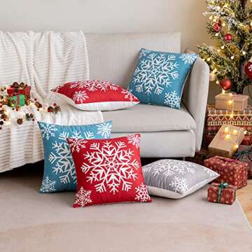 MIULEE Christmas Pillow Covers 18 X 18 Set of 2 Winter Snowflake Decorative Pillow Cases Merry Christmas Red Holiday Decor Throw Cushion Case for Couch Bed Sofa Living Room Bedroom
