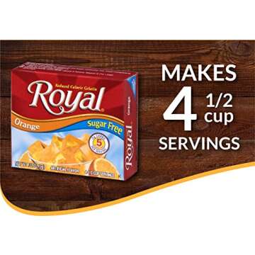 Royal Orange Gelatin Dessert Mix, Sugar Free and Carb Free .32oz Boxes (Pack of 12)