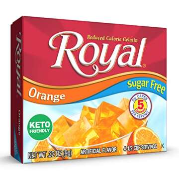 Royal Orange Gelatin Dessert Mix, Sugar Free and Carb Free .32oz Boxes (Pack of 12)