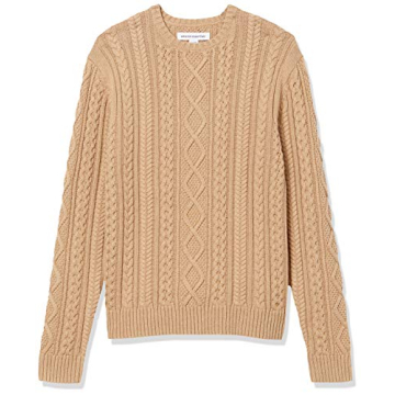 Amazon Essentials Men's 100% Cotton Fisherman Cable Sweater - Classic & Comfortable