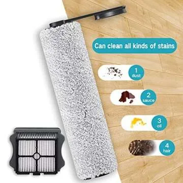 Home Times Brush Roller For Floor One Tineco S5 Blue,S5 & S5 Pro 2 HEPA Filters Replacement Accessories Parts (2 Brush Roller+4 Filter)