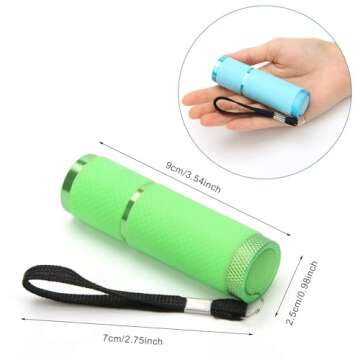 AHIER 9 LED Glow in Dark Flashlights, 4 Pack Rubber Coated Small Flashlights with Straps, Portable Handy Lights for Camping, Hiking, Indoor, Assorted Colors