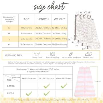 Burt's Bees Baby Baby Beekeeper Wearable Blanket, 100% Organic Cotton, Swaddle Transition Sleeping B...