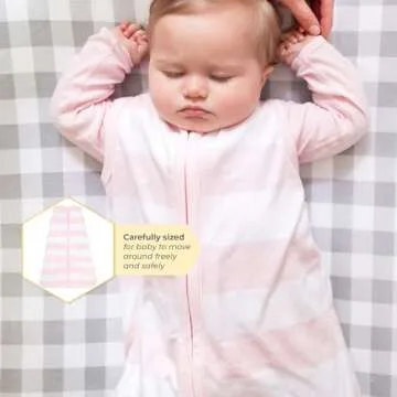 Burt's Bees Baby Baby Beekeeper Wearable Blanket, 100% Organic Cotton, Swaddle Transition Sleeping Bag, Rugby Stripe Blossom, Small