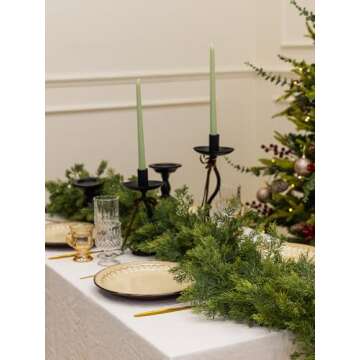 MISSPIN 6FT Artificial Cedar Garlands, Real Touch Winter Pine Garland, Green Artificial Greenery Garland for Table, Mantle, Wall, Indoor, Outdoor Christmas Decorations