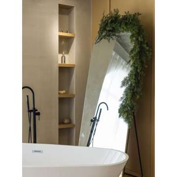 MISSPIN 6FT Artificial Cedar Garlands, Real Touch Winter Pine Garland, Green Artificial Greenery Garland for Table, Mantle, Wall, Indoor, Outdoor Christmas Decorations