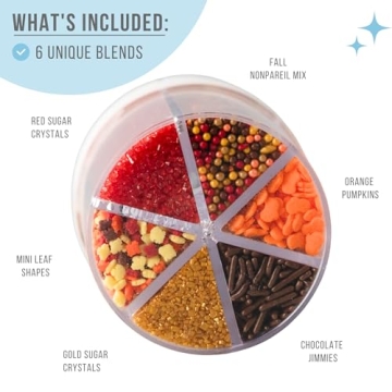 Sweets Indeed Sprinklefetti Fall 6-Cell Sprinkle Jar – 6 Assorted Fall Sprinkles (Pumpkins, Leaves...