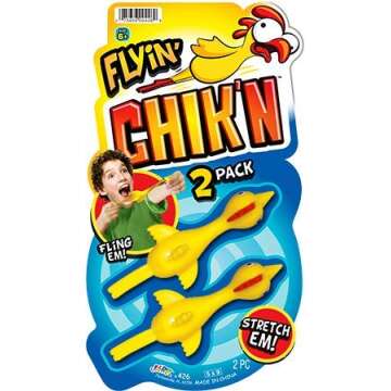 JA-RU Flyin' Chik'n Rubber Chicken Slingshot (1 Pack 2 Units) . Flying Sling Shot Chicken. Slinger T...