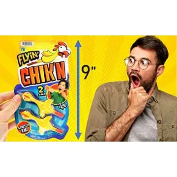 JA-RU Flyin' Chik'n Rubber Chicken Slingshot (1 Pack 2 Units) . Flying Sling Shot Chicken. Slinger Toy for Kids and Adults. Easter Party Favors Stocking Stuffer Pack Fun Toys for Gift Bags 426-1A