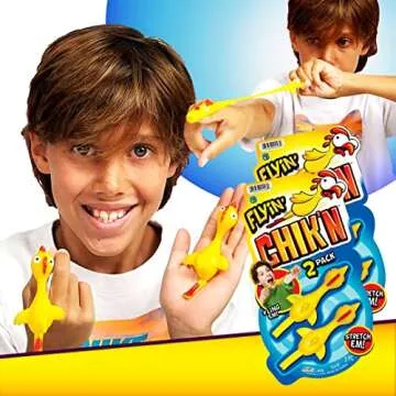 JA-RU Flyin' Chik'n Rubber Chicken Slingshot (1 Pack 2 Units) . Flying Sling Shot Chicken. Slinger Toy for Kids and Adults. Easter Party Favors Stocking Stuffer Pack Fun Toys for Gift Bags 426-1A