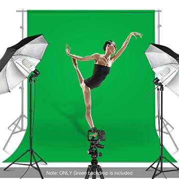 Yesker 6X 9.5 ft Green Screen for Photography, Chromakey Muslin Backdrop Background for Photo Video Studio, Zoom, YouTube,Online Meetings (Stand NOT Included)