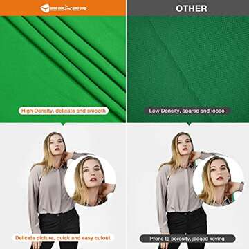 Yesker 6X 9.5 ft Green Screen for Photography, Chromakey Muslin Backdrop Background for Photo Video Studio, Zoom, YouTube,Online Meetings (Stand NOT Included)