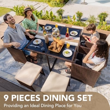 Devoko Outdoor Dining Set Comfortable 9 Pieces for Patio