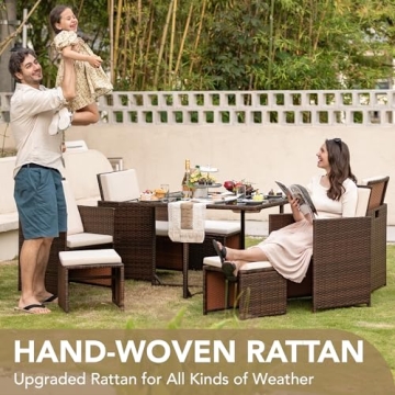 Devoko Outdoor Dining Set Comfortable 9 Pieces for Patio