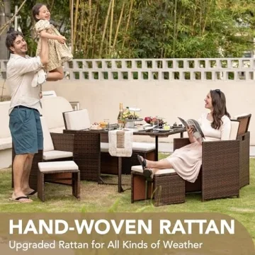 Devoko Outdoor Dining Set Comfortable 9 Pieces for Patio