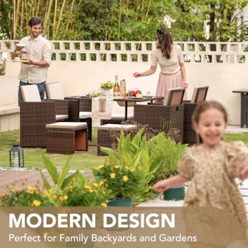 Devoko Outdoor Dining Set Comfortable 9 Pieces for Patio