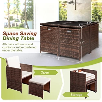 Devoko Outdoor Dining Set Comfortable 9 Pieces for Patio