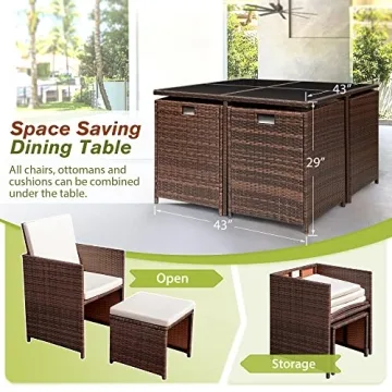 Devoko Outdoor Dining Set Comfortable 9 Pieces for Patio