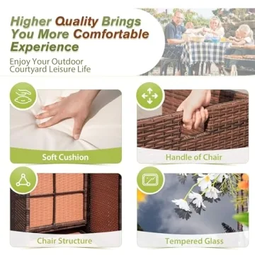 Devoko Outdoor Dining Set Comfortable 9 Pieces for Patio