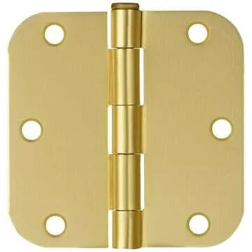 3-Pack 3.5-Inch x 3.5-Inch Interior Door Hinges with 5/8-Inch Radius, Satin Brass, Heavy Duty Steel ...